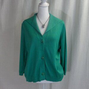 Jones New York Size Large Green Cardigan Sweater